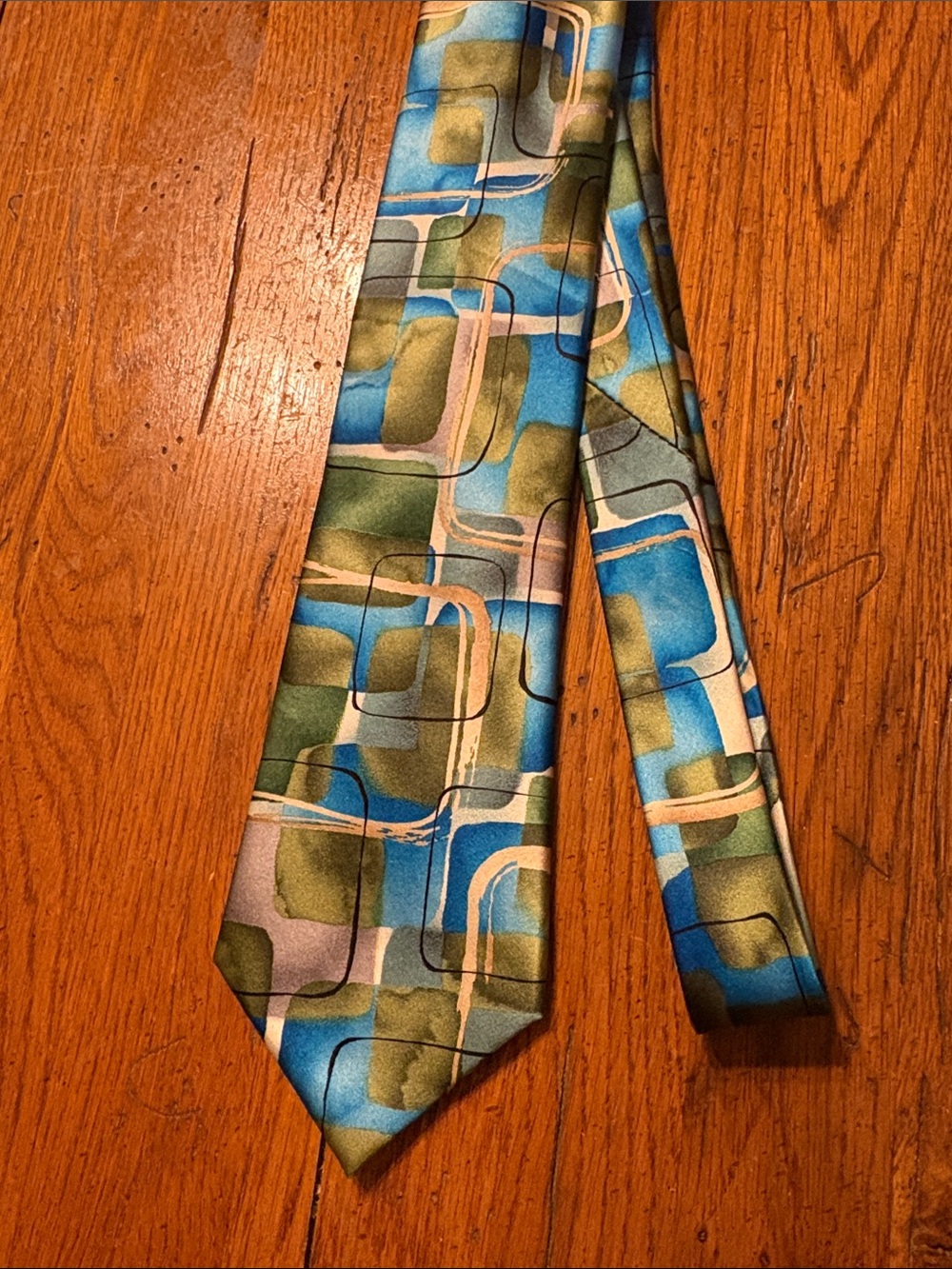 J. Garcia Men's 100% Silk Tie Untitled Collection Fifty-Nine Long 60" Blue Green